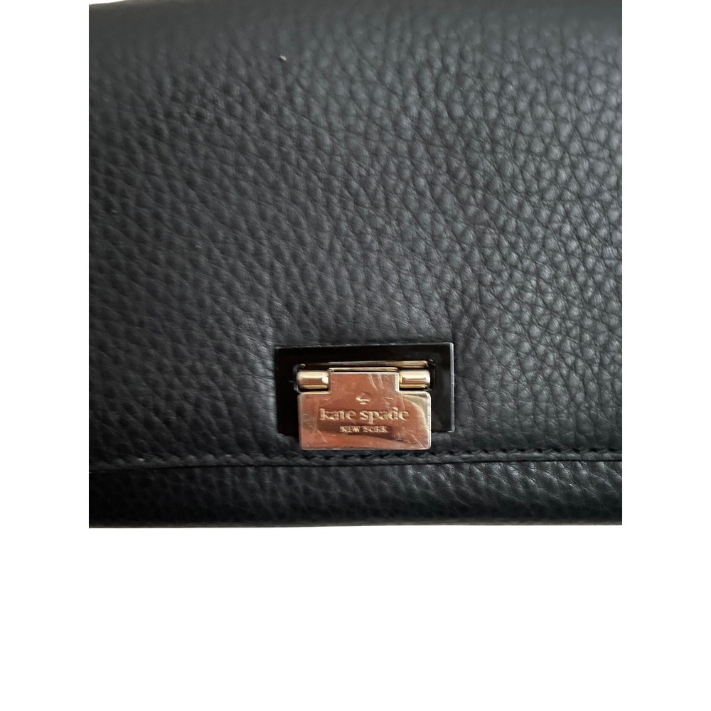 Kate Spade Black Pebbled Leather Crossbody Shoulder Bag Mini Gold Old Money - Picture 2 of 12